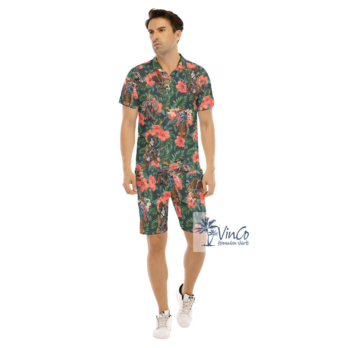 Funny Tacticals Skeleton Floral Hawaiian Shirt And Matching Shorts For Men - variant image 1