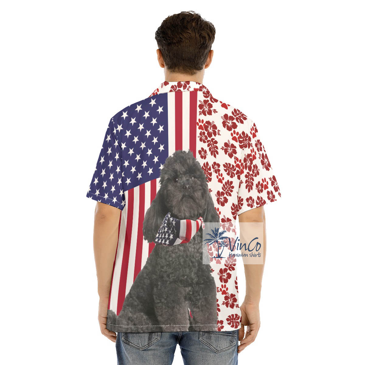 Cute Poodles Patriotic American Hawaiian Shirt For Men