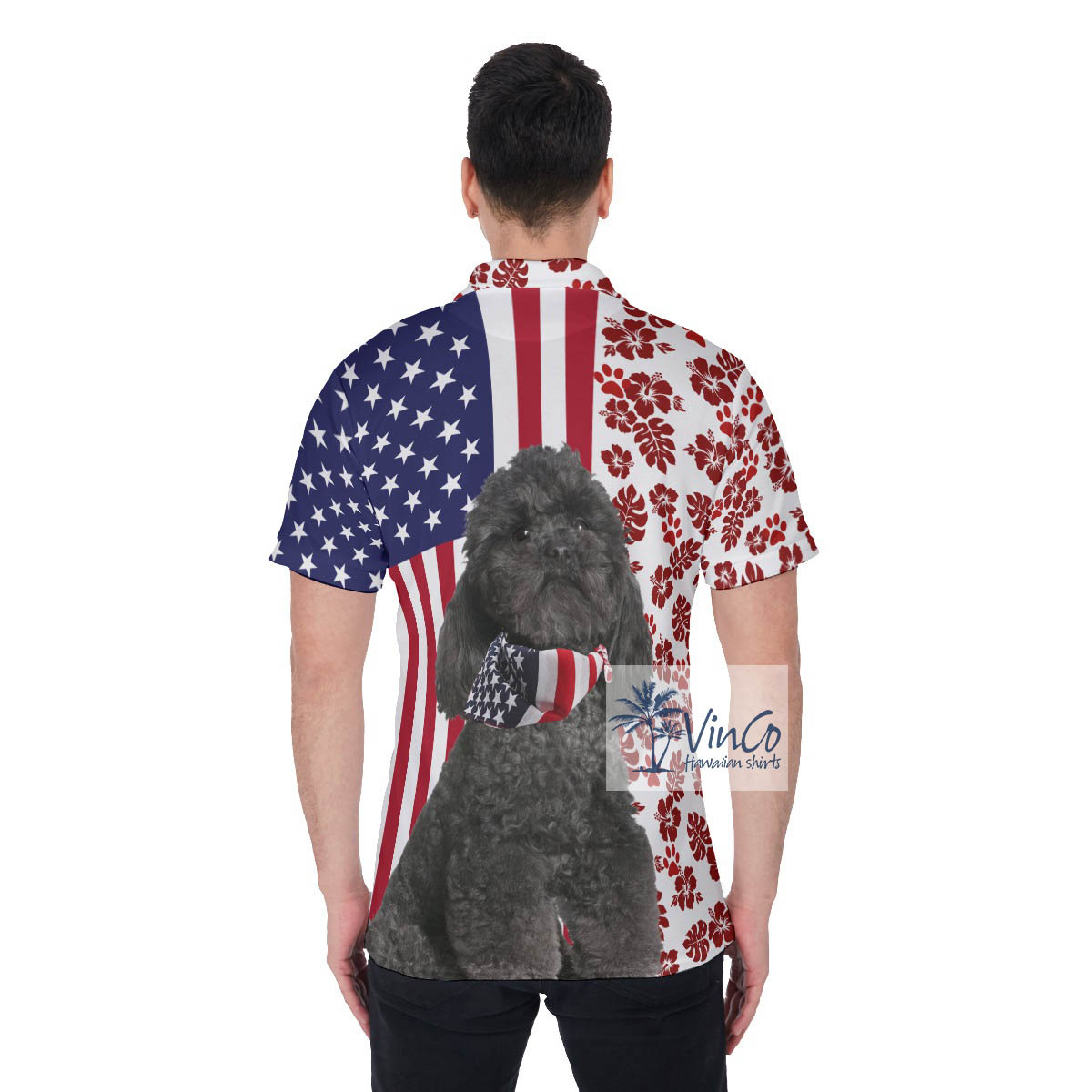 Patriotic Poodles Hawaiian Golf Polo Shirt For Men