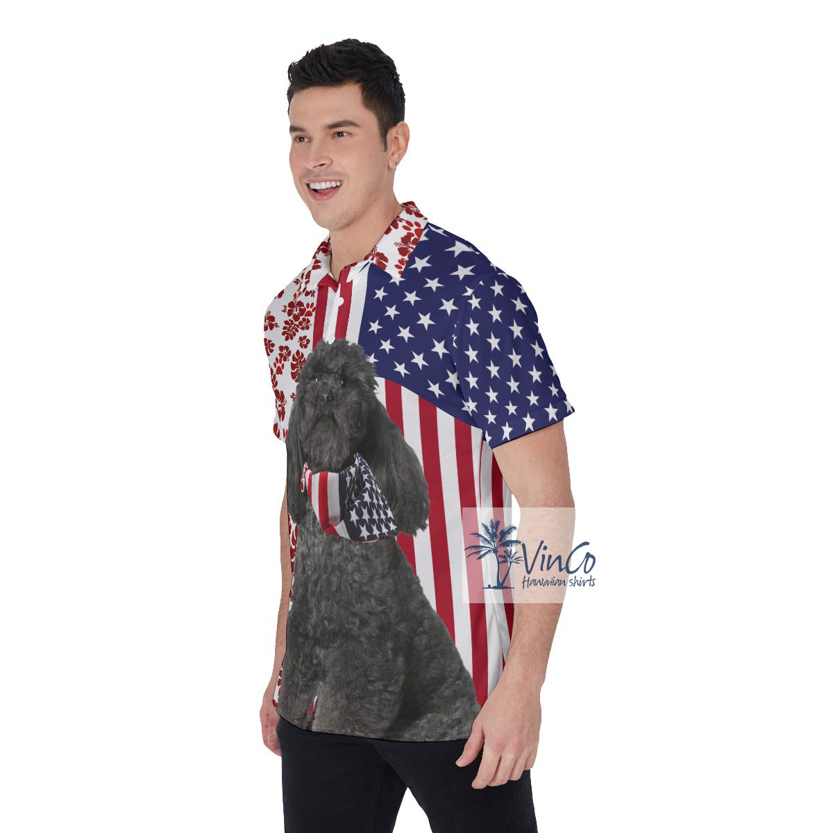 Patriotic Poodles Hawaiian Golf Polo Shirt For Men