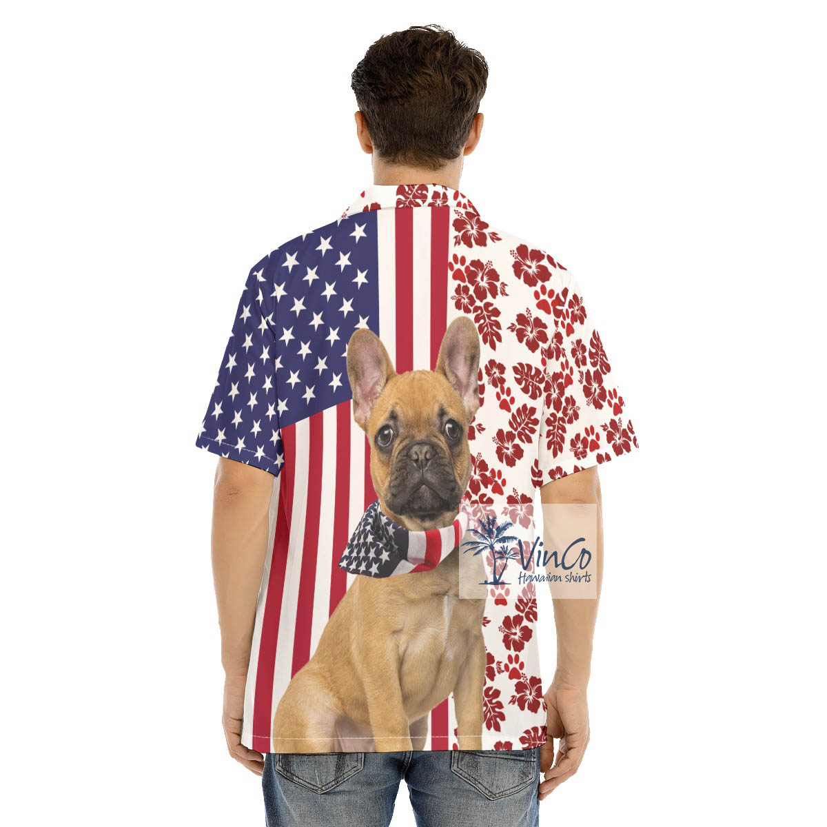 French Bulldog Patriotic Hawaiian Shirt Men's