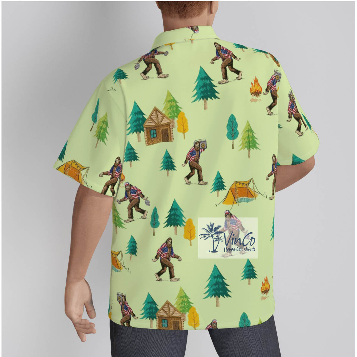 Cotton Bigfoot Camping Hawaiian Shirt For Summer