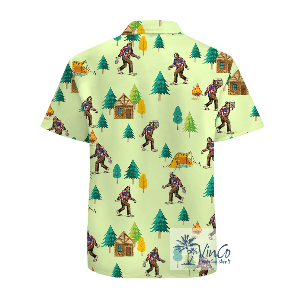 Cotton Bigfoot Camping Hawaiian Shirt For Summer