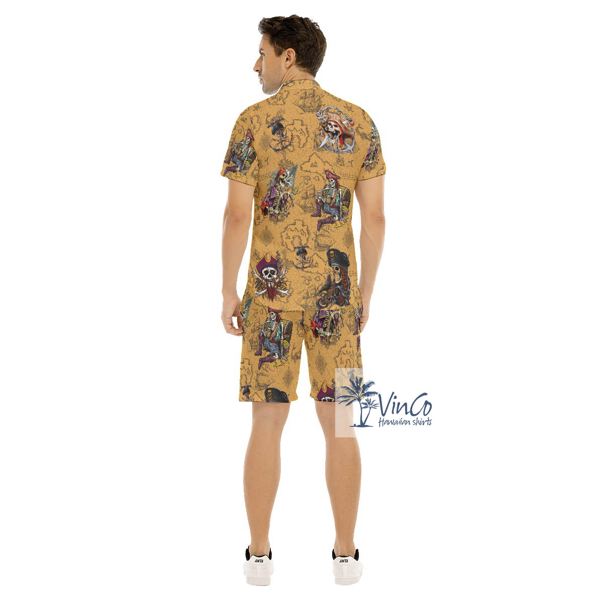 Funny Pirate Skeleton Vintage Aloha Shirt And Beach Shorts
