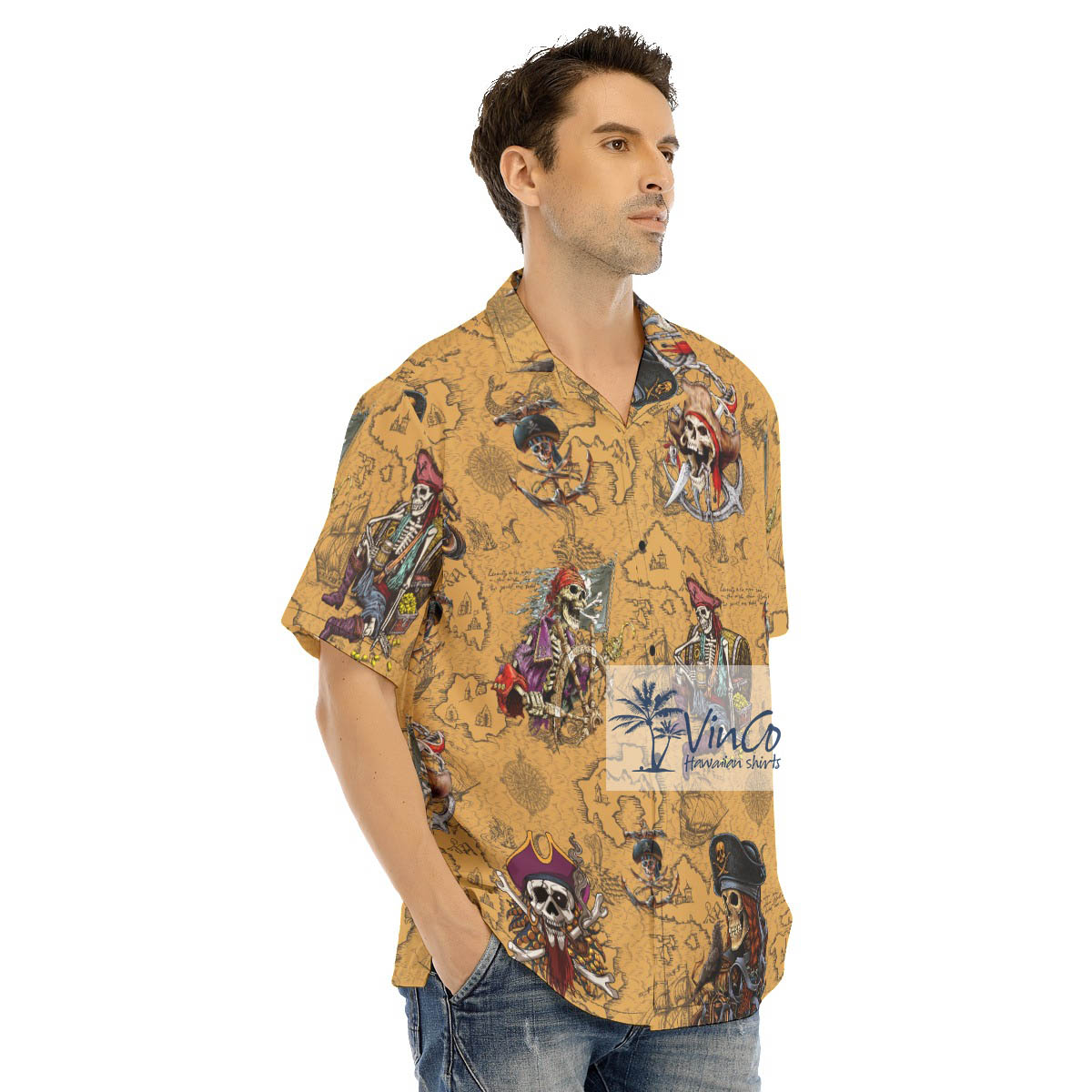 Funny Skeleton Pirate Vintage Hawaiian Shirt