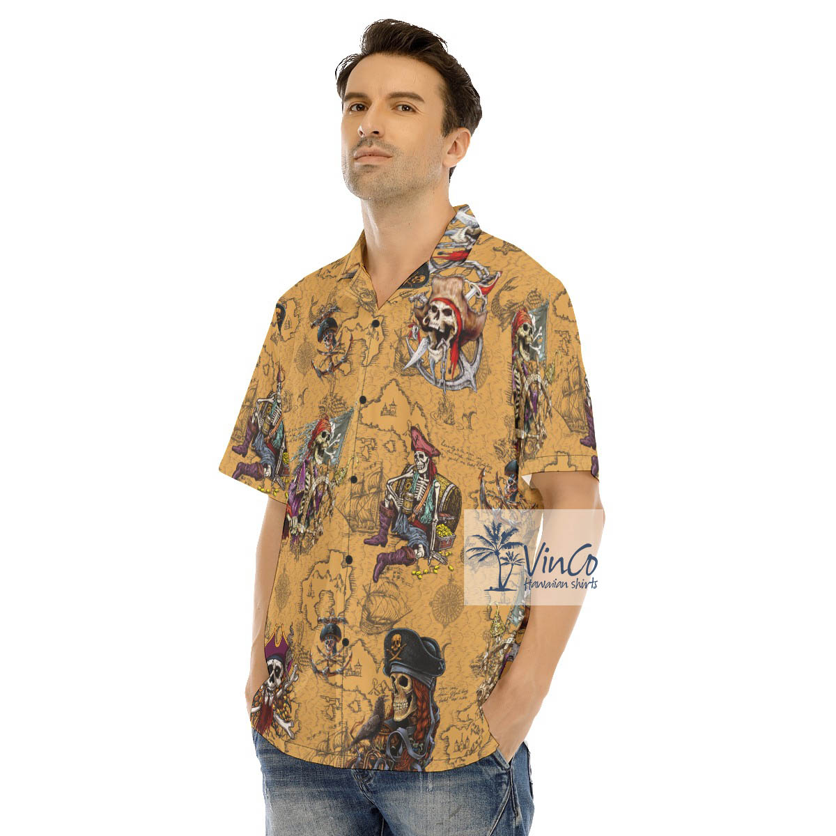 Funny Skeleton Pirate Vintage Hawaiian Shirt