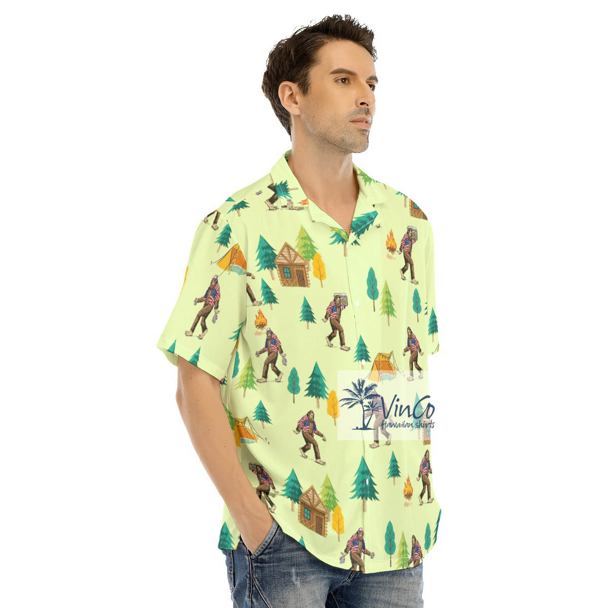 Bigfoot Camping Hawaiian Shirt For Men