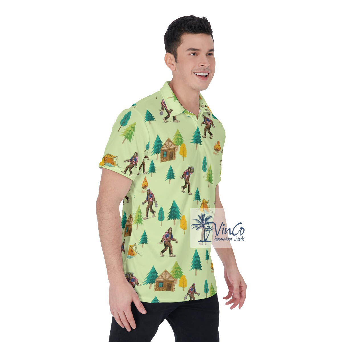 Bigfoot Camping Polo Shirt For Men