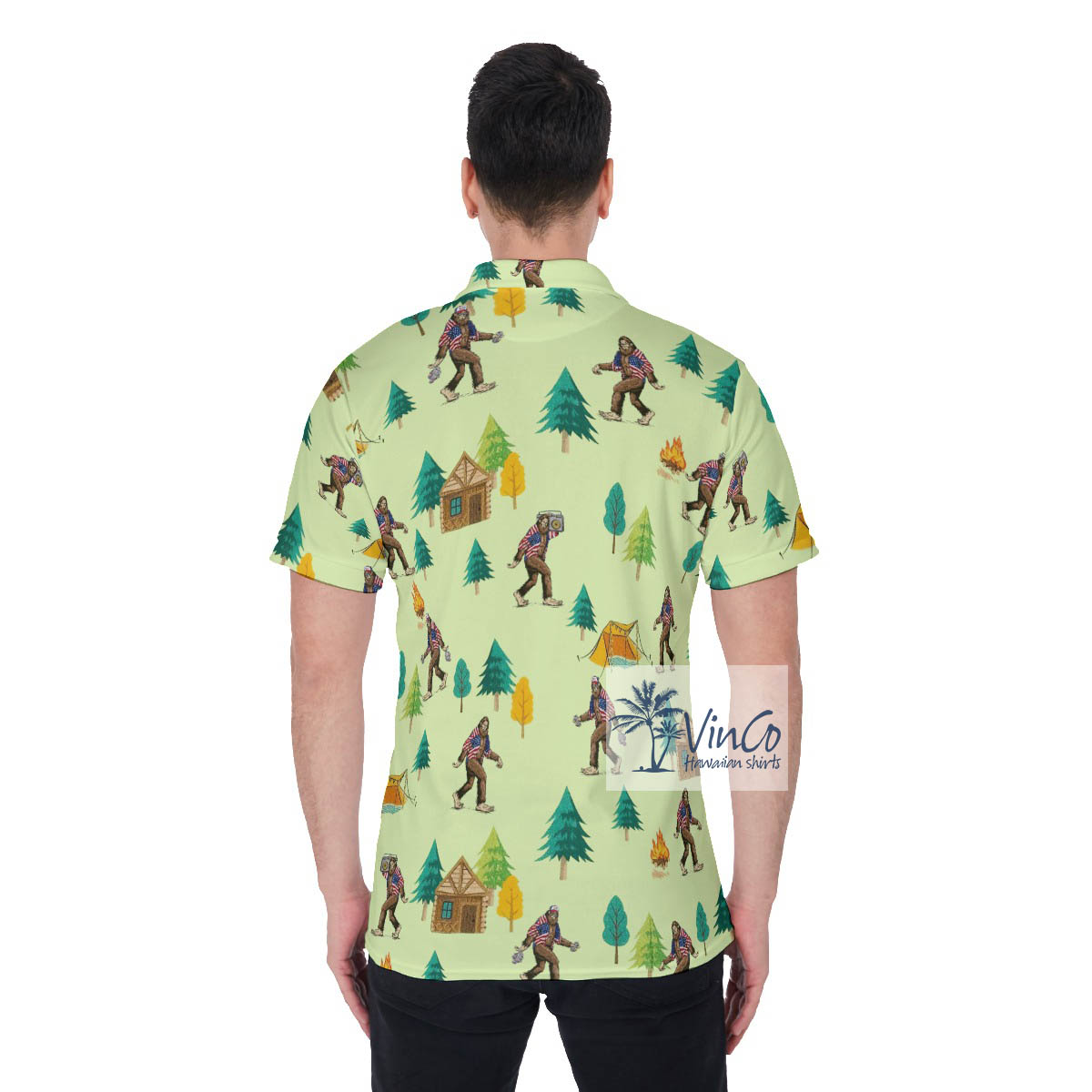 Bigfoot Camping Polo Shirt For Men