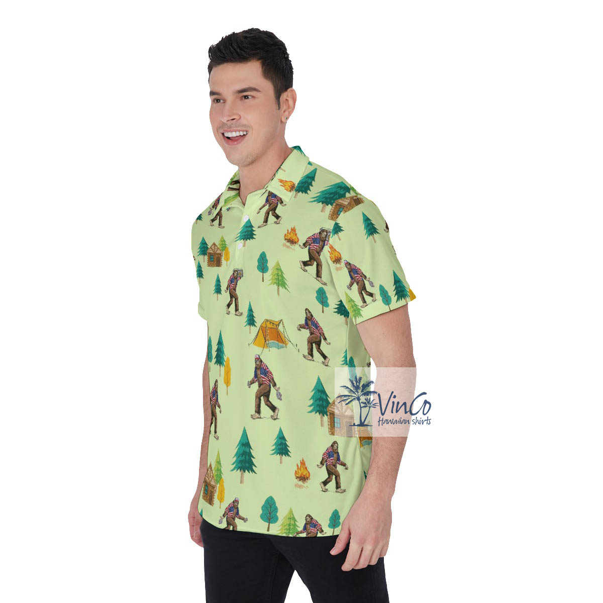 Bigfoot Camping Polo Shirt For Men