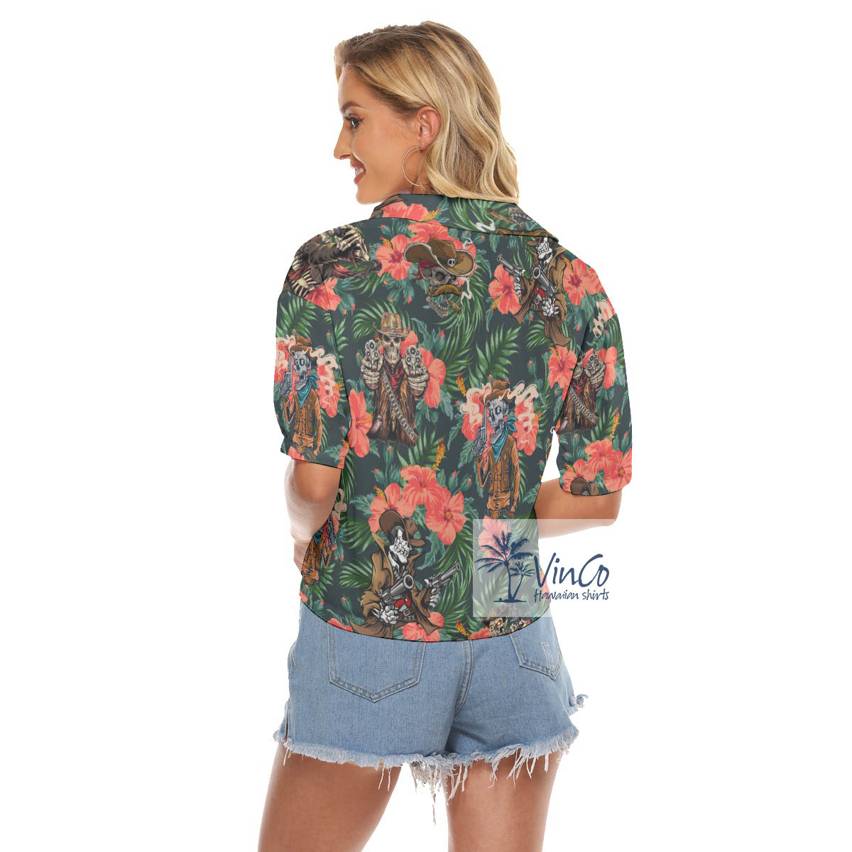 Funny Skeleton Tactical Floral Aloha Crop Top Shirt For Men