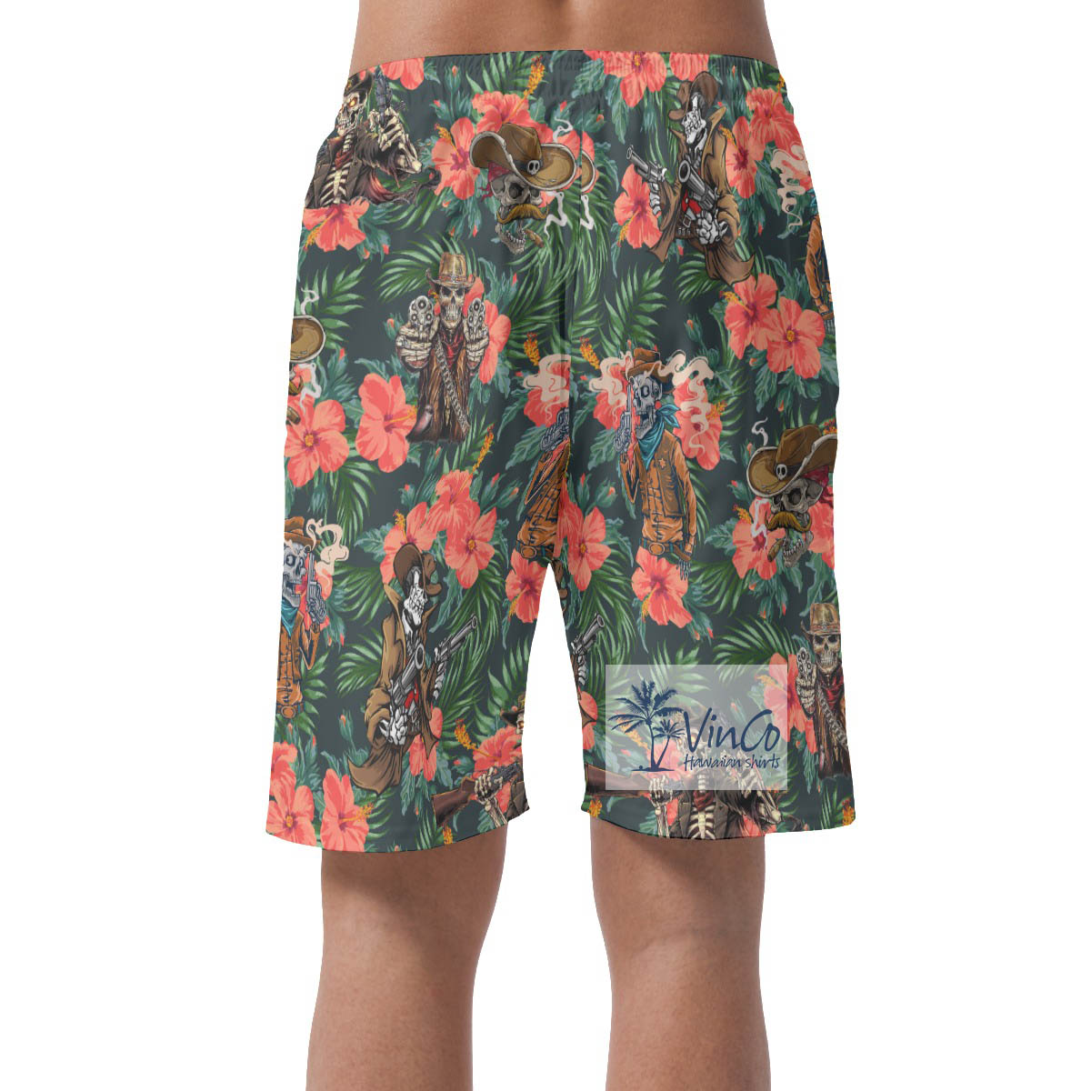 Tropical Skeleton Gun Hawaiian Summer Shorts For Men