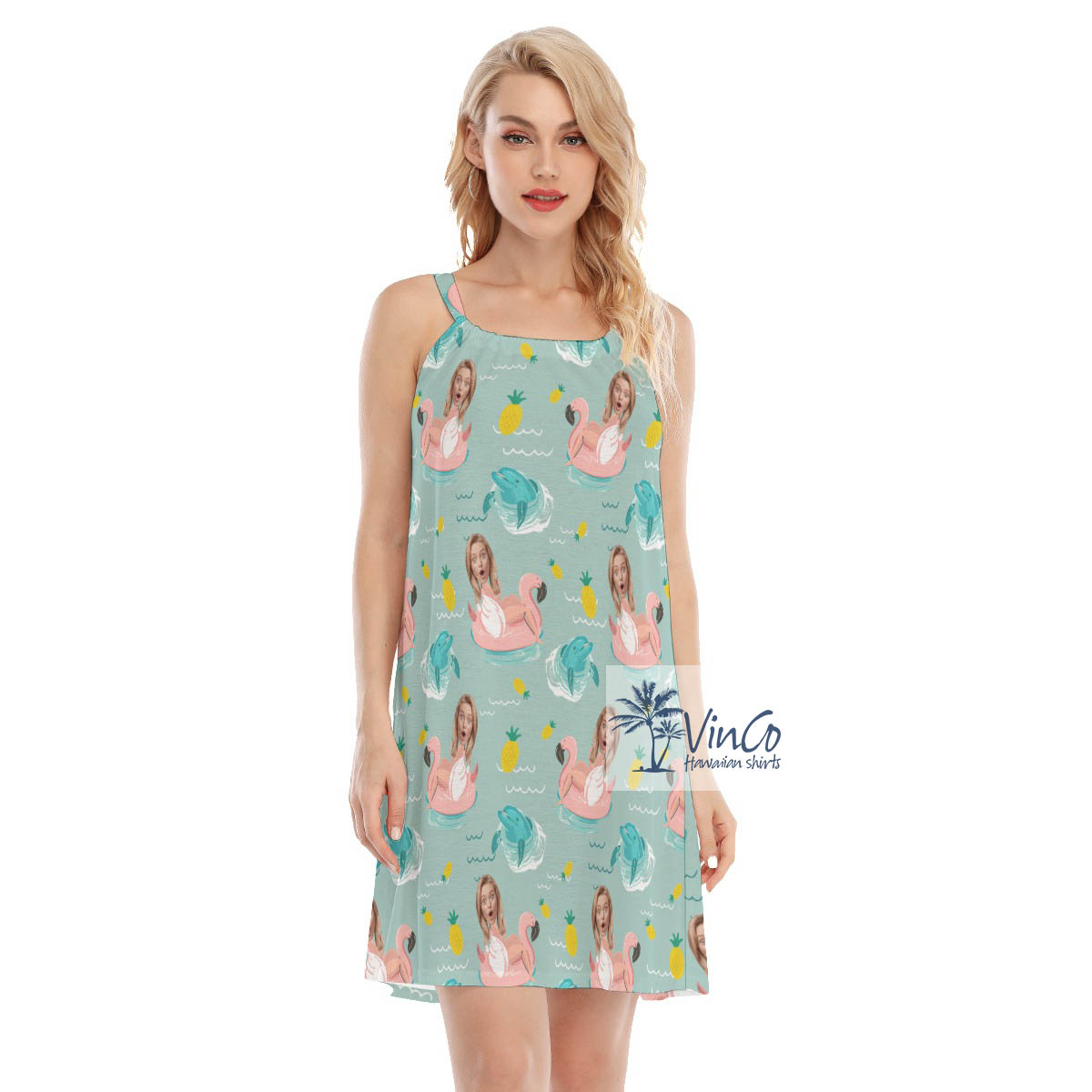 Personalized Photo Face Women Swimming Summer Hawaiian Dress - variant image 1