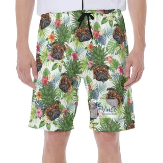 Funny Pineapple Pug Floral Hawaiian Swimwear For Men