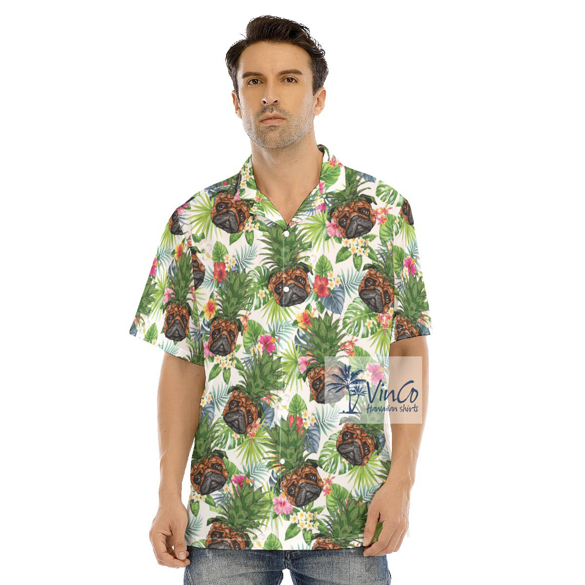 Funny Pineapple Pug Dog Tropical Hawaiian Shirt - variant image 1