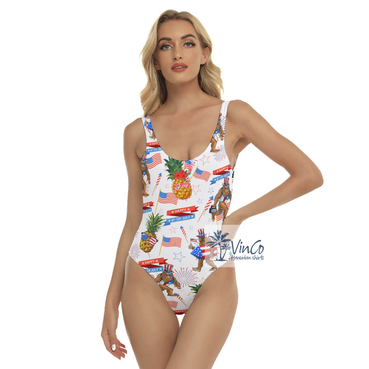 4th Of July Pineapple Bigfoot Hawaiian Swimsuit For Women - variant image 1
