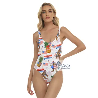 4th Of July Pineapple Bigfoot Hawaiian Swimsuit For Women
