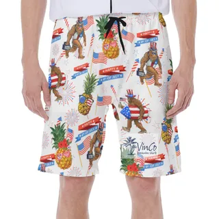 4th Of July Bigfoot Pineapple Hawaiian Swimwear For Men