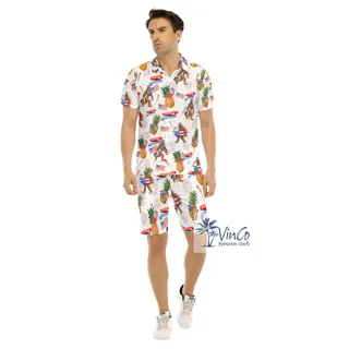 Funny Pineapple Sasquatch American Flag Hawaiian Shirt And Matching Shorts For Men