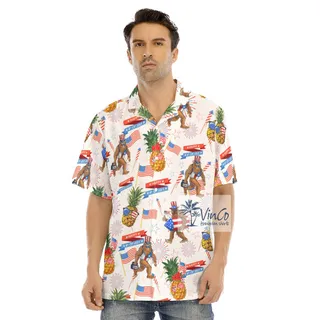 American Flag Pineapple Bigfoot Hawaiian Shirt