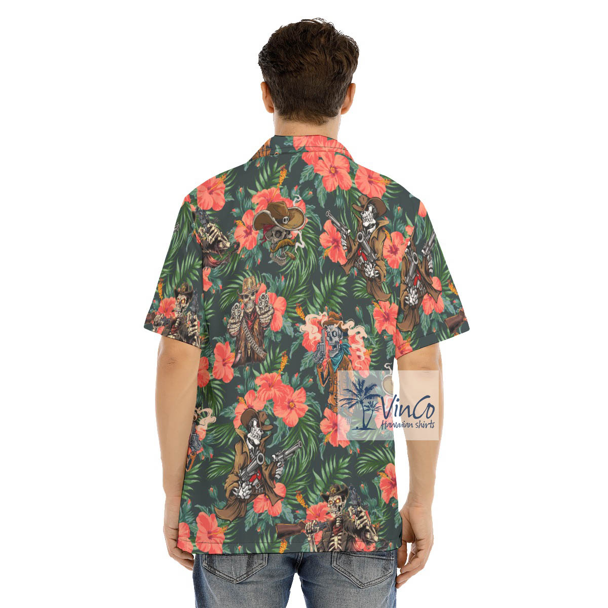 Tactical Skeleton Gun Floral Hawaiian Shirt