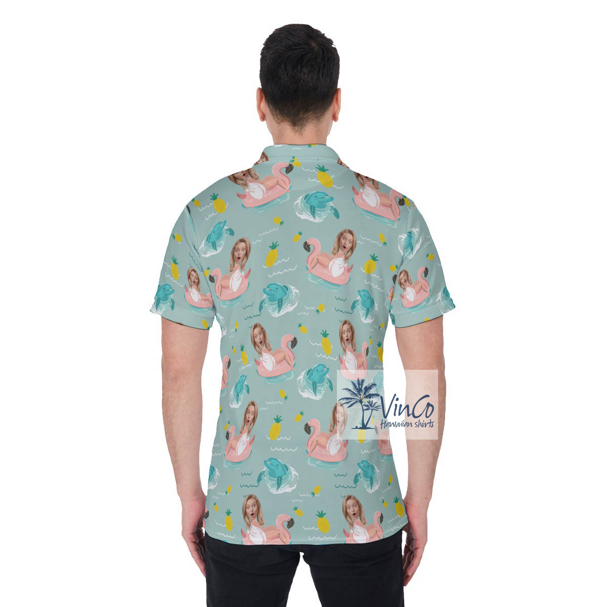 Funny Custom Girlfriend Face Hawaiian Polo Shirt For Men