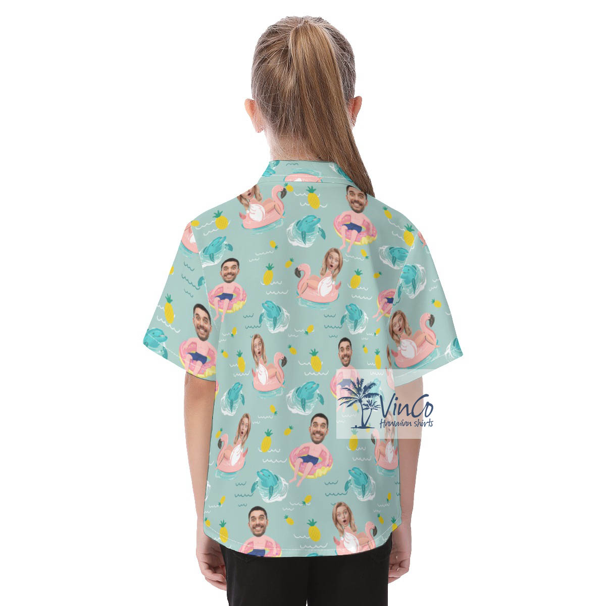 Funny Custom Photo Face Couple Hawaiian Button Up Shirt
