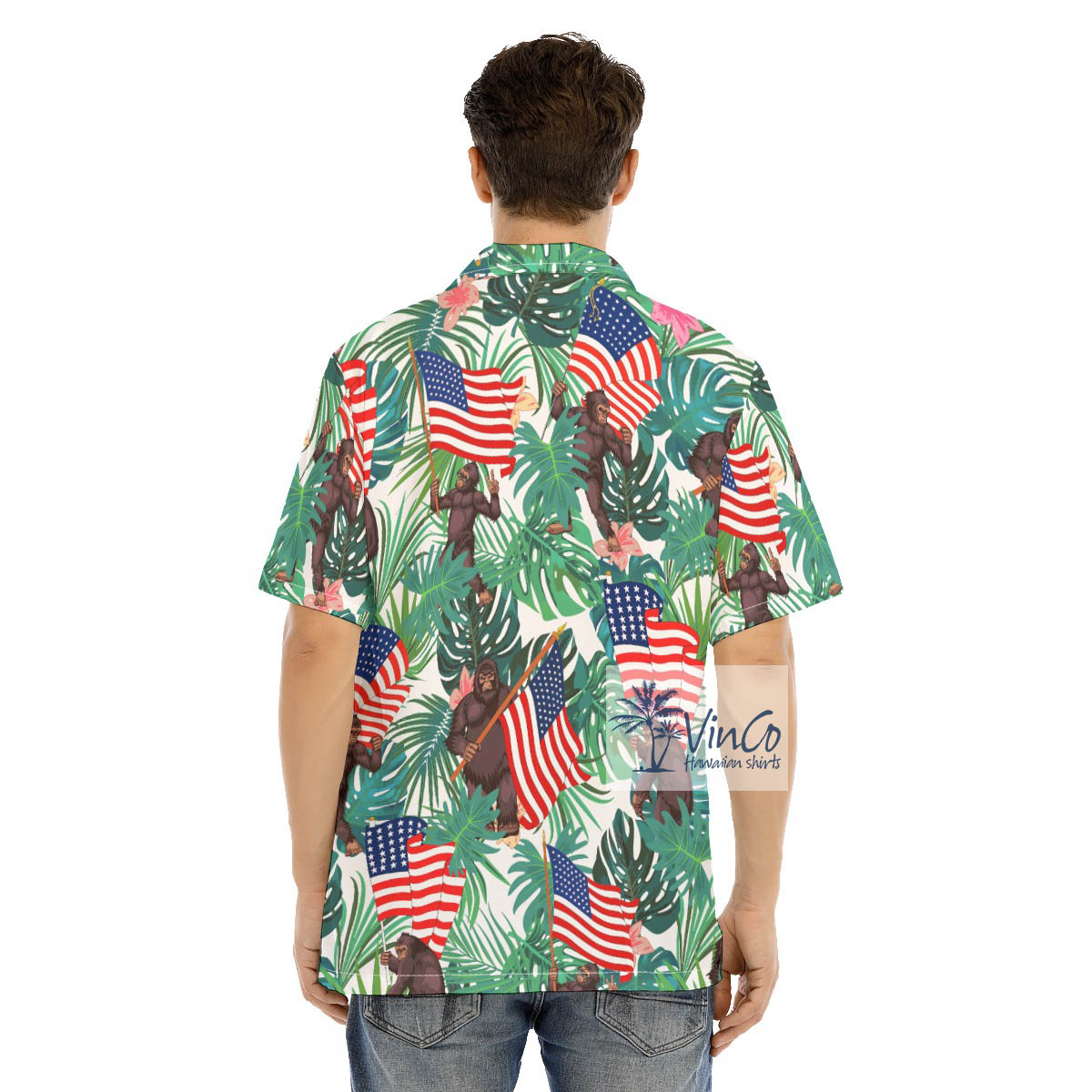 Patriotic Bigfoot Hawaiian Shirts For Men