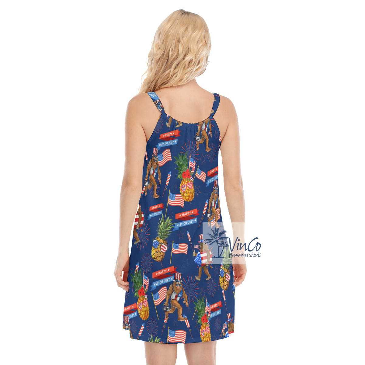 American Flag Pineapple And Bigfoot Aloha Cami Dress For Women