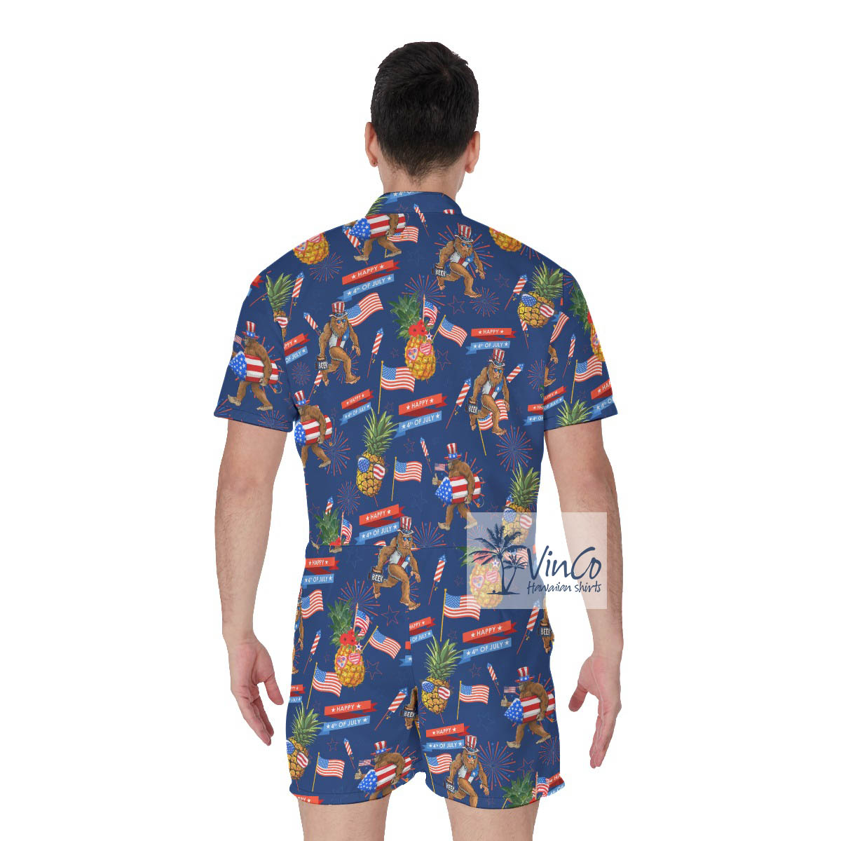 Patriotic Pineapple Bigfoot Hawaiian Romper