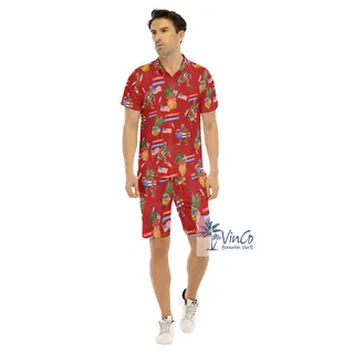 Set Patriotic Bigfoot Pineapple Hawaiian Shirt And Matching Shorts For Men