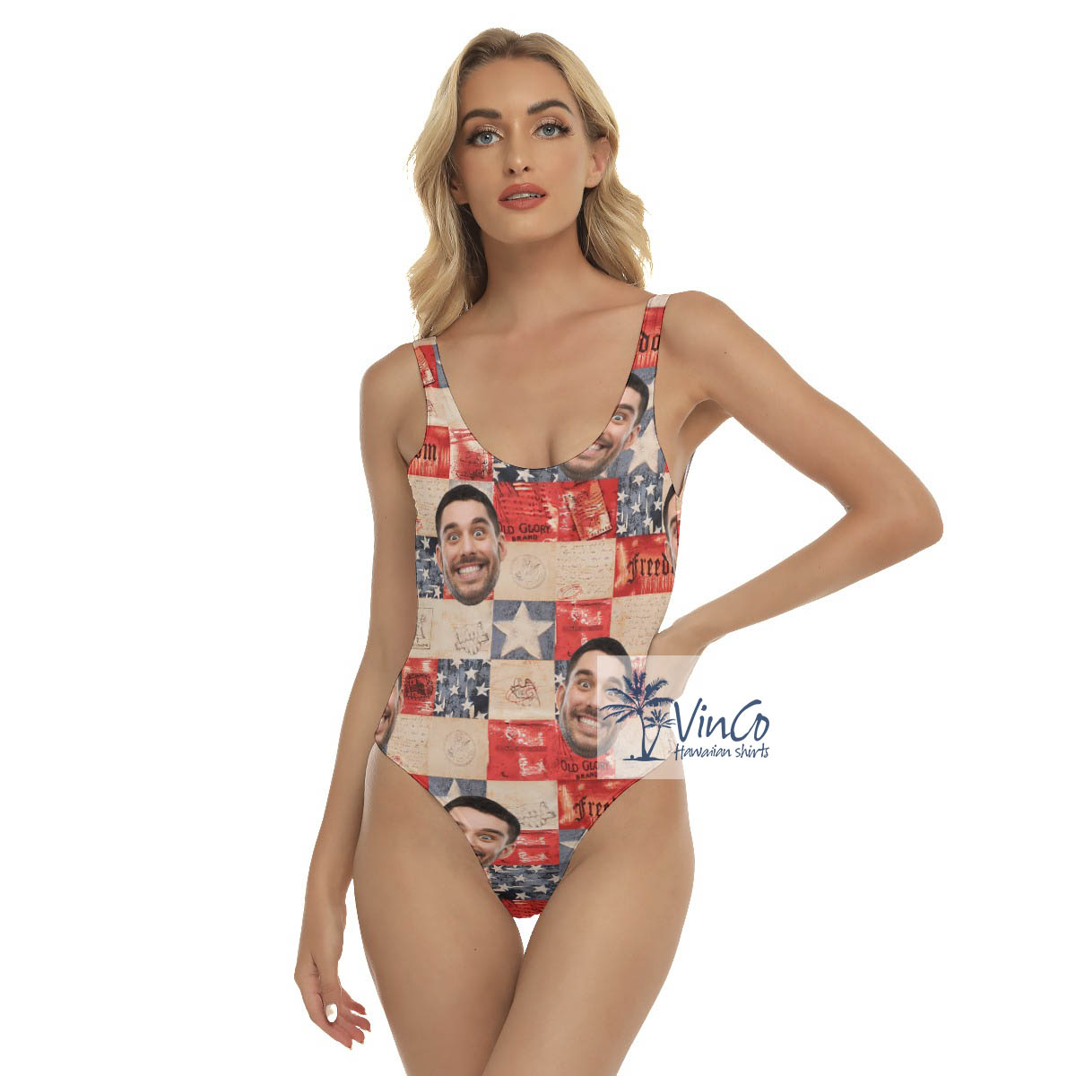 Funny Custom Face 4th Of July Hawaiian Swimsuit - variant image 1