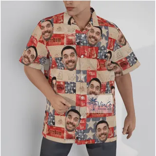Custom Patriotic Hawaiian Shirt With Face