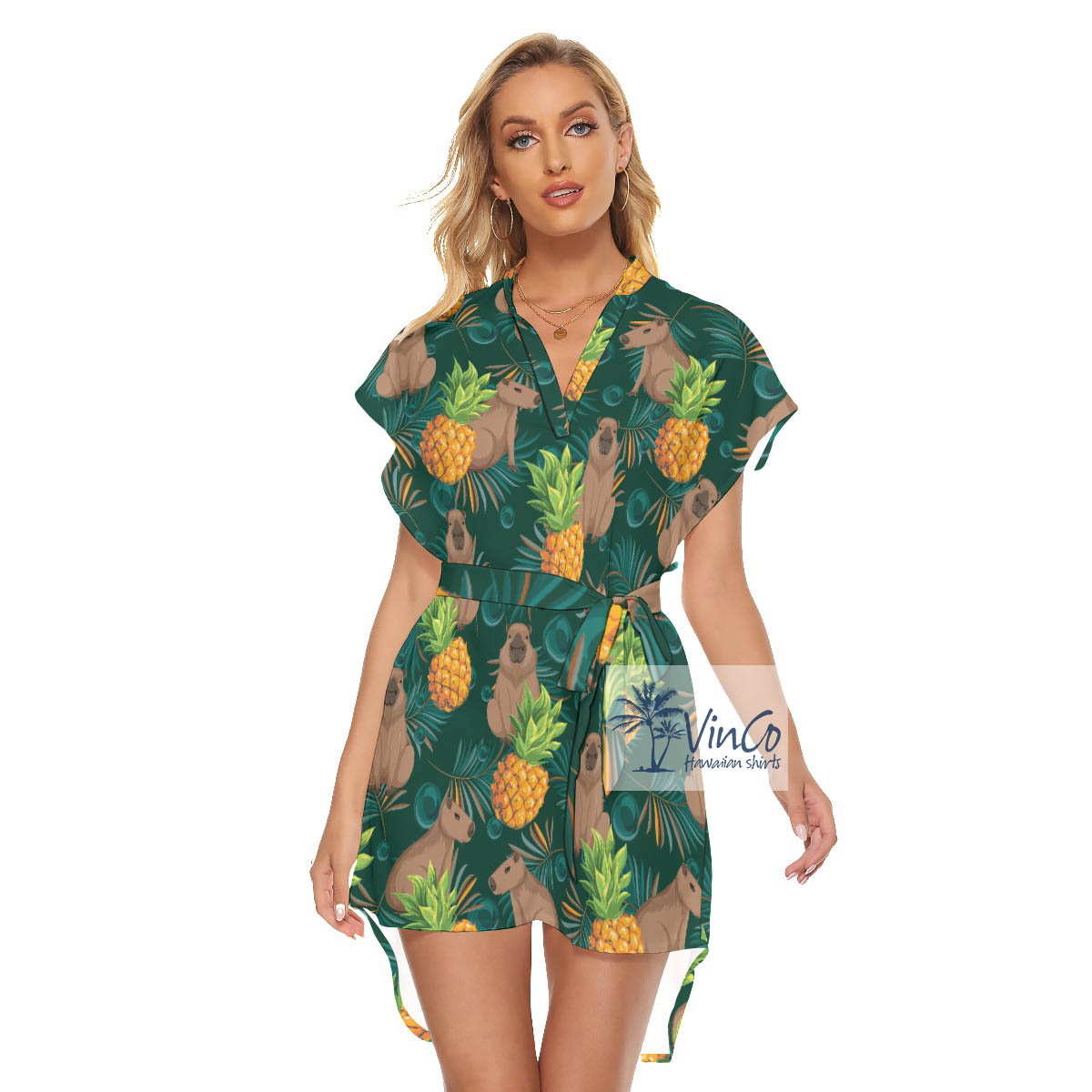 Lovely Capybara Hawaiian Dress For Girls - variant image 1