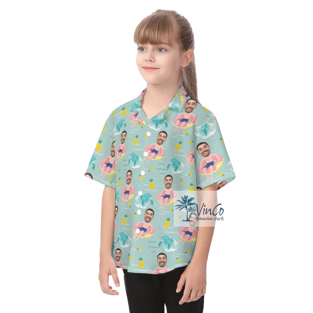 Funny Custom Hawaiian Shirt With Flamingo Float For Kids