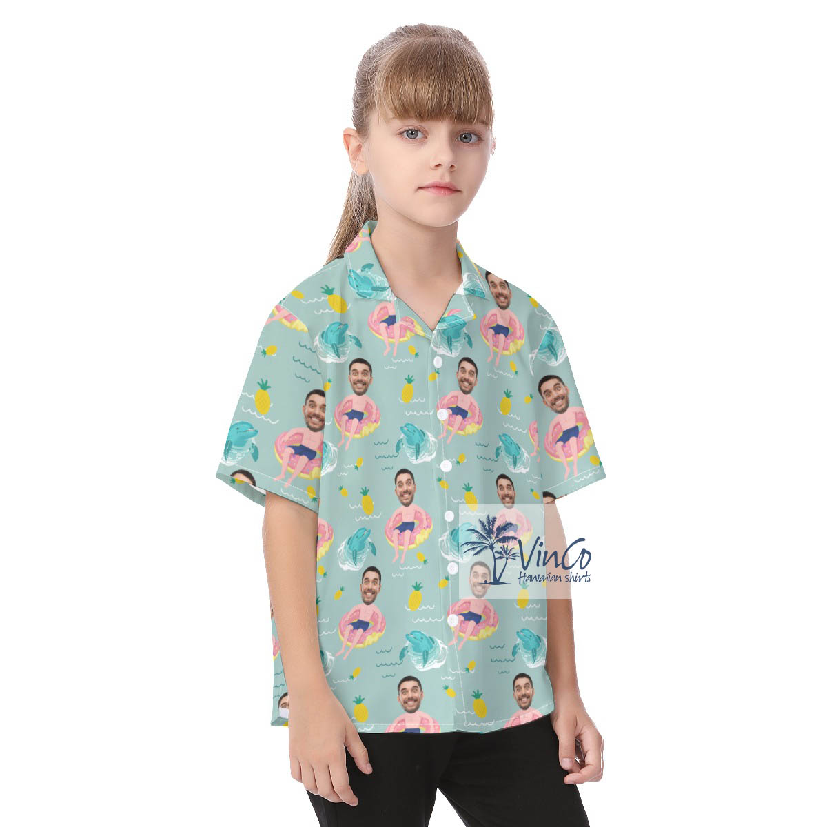Funny Custom Hawaiian Shirt With Flamingo Float For Kids