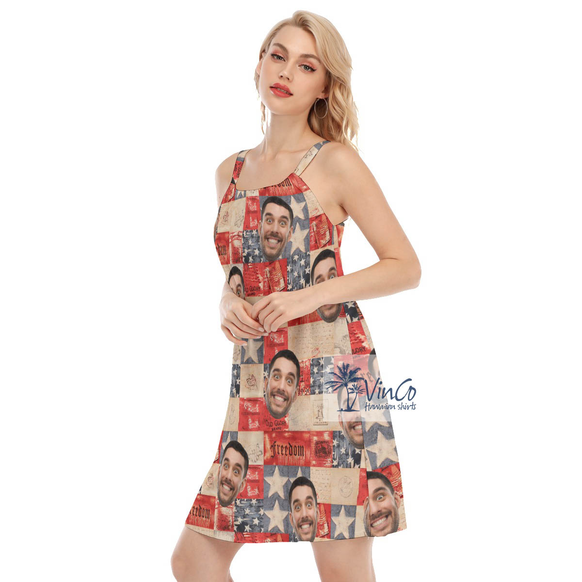 Funny 4th Of July Custom Face Hawaiian Dress