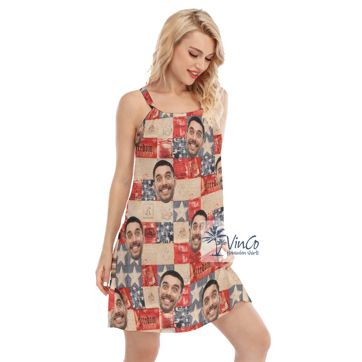 Funny 4th Of July Custom Face Hawaiian Dress