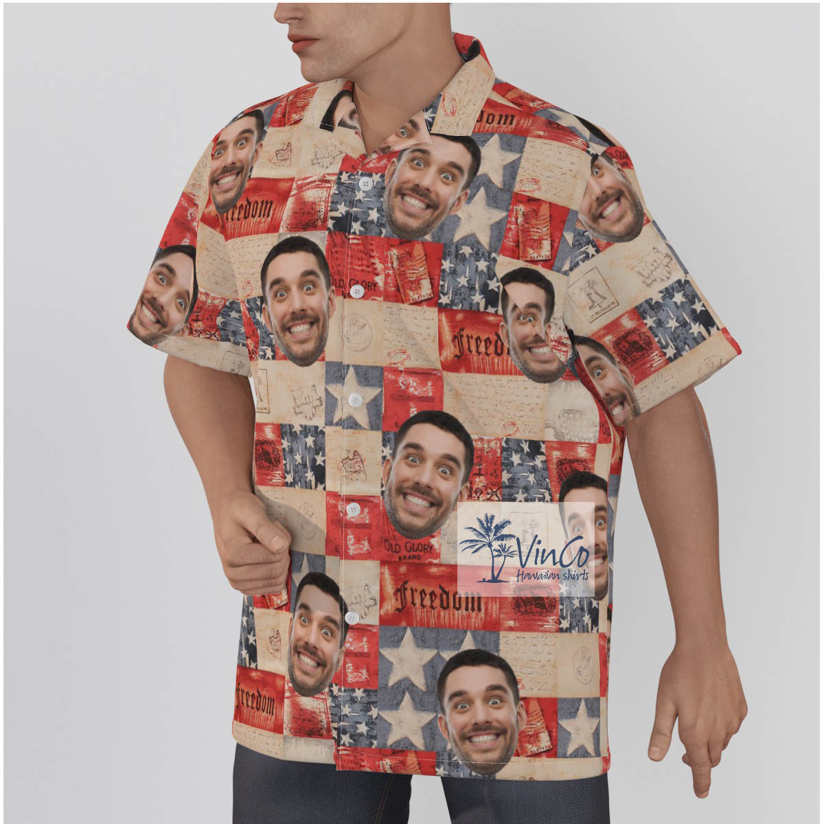 Custom Patriotic Hawaiian Shirt With Face