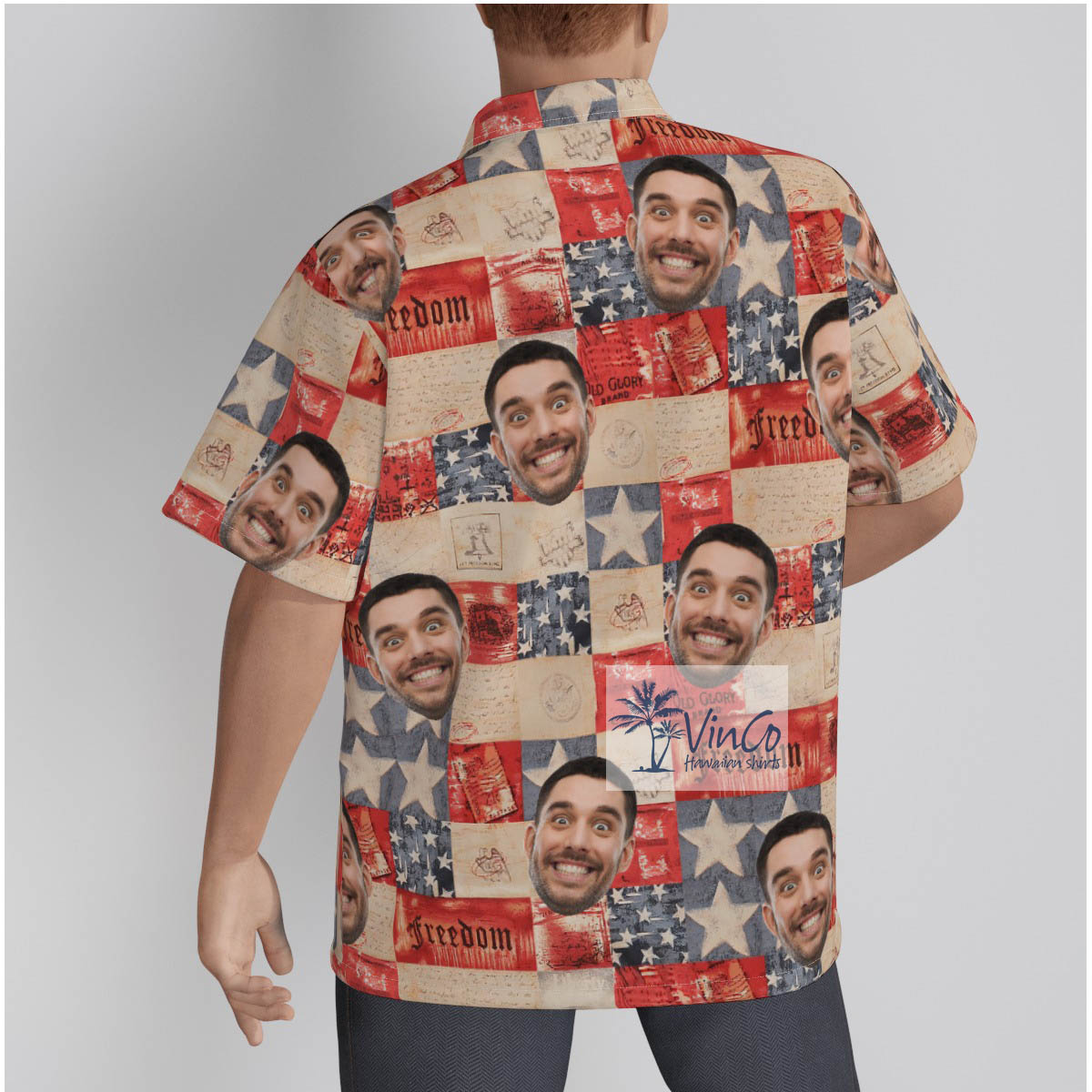 Custom Patriotic Hawaiian Shirt With Face