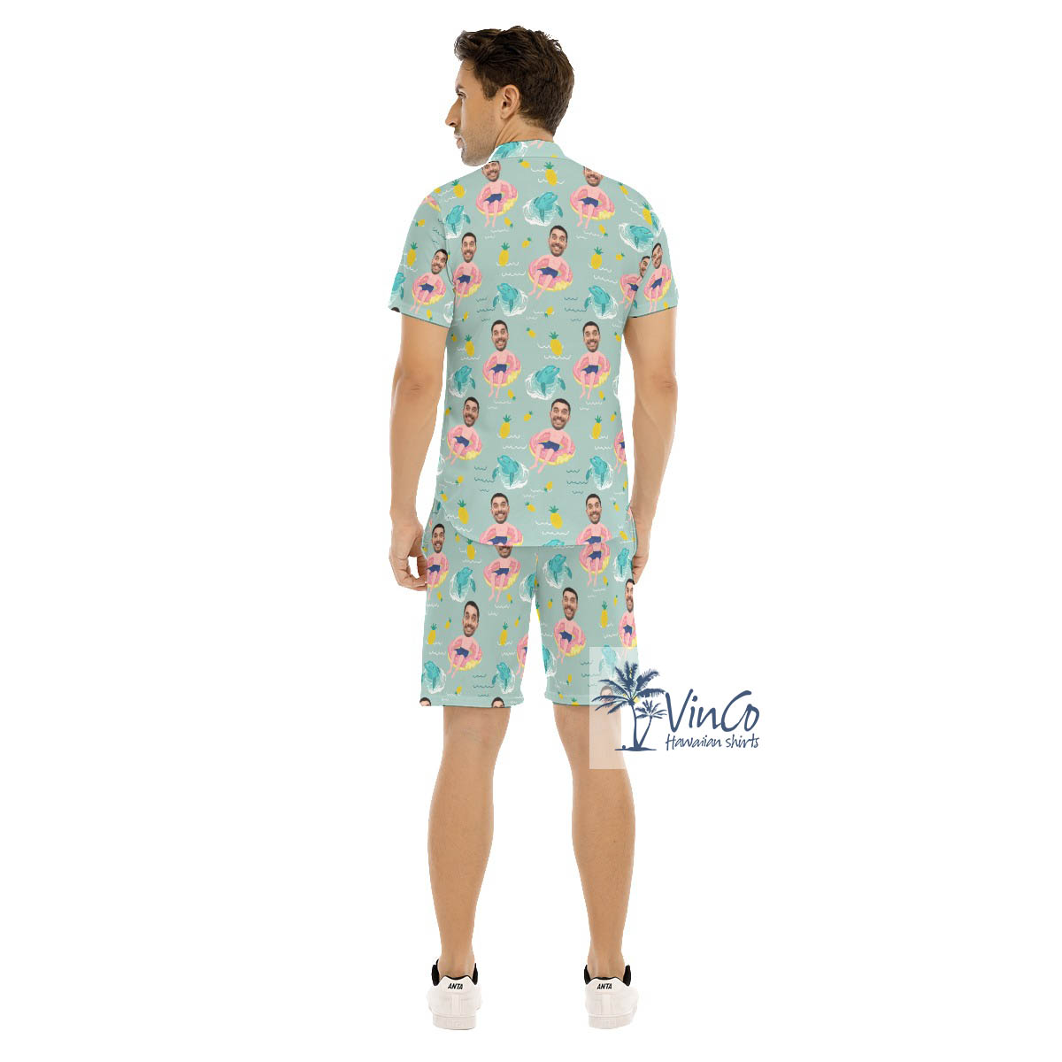 Funny Custom Men Swimming Hawaiian Shirt And Shorts Set