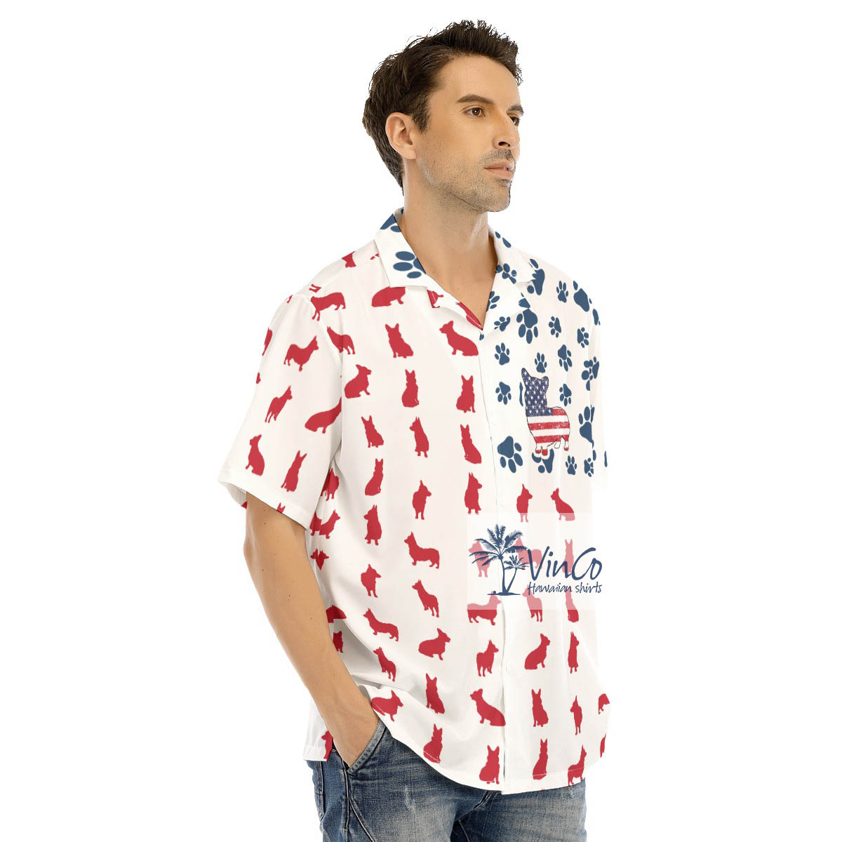 American Flag 4th Of July Corgi Hawaiian Shirt