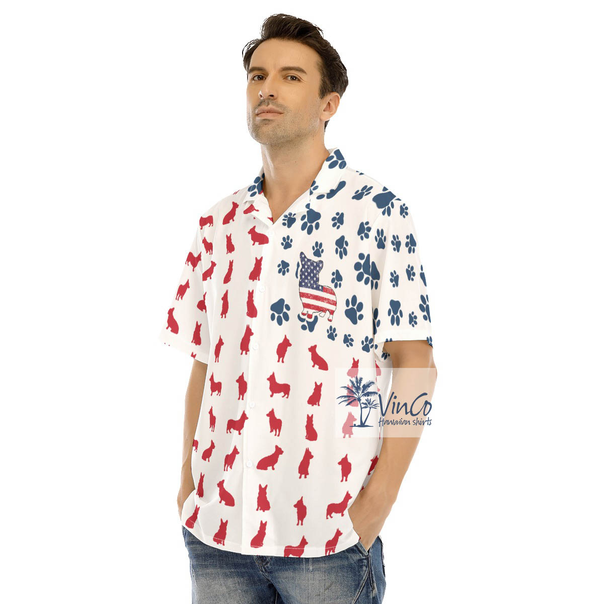 American Flag 4th Of July Corgi Hawaiian Shirt