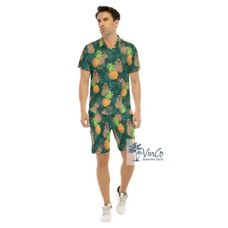 Funny Capybara Tropical Button Shirt Shorts For Men