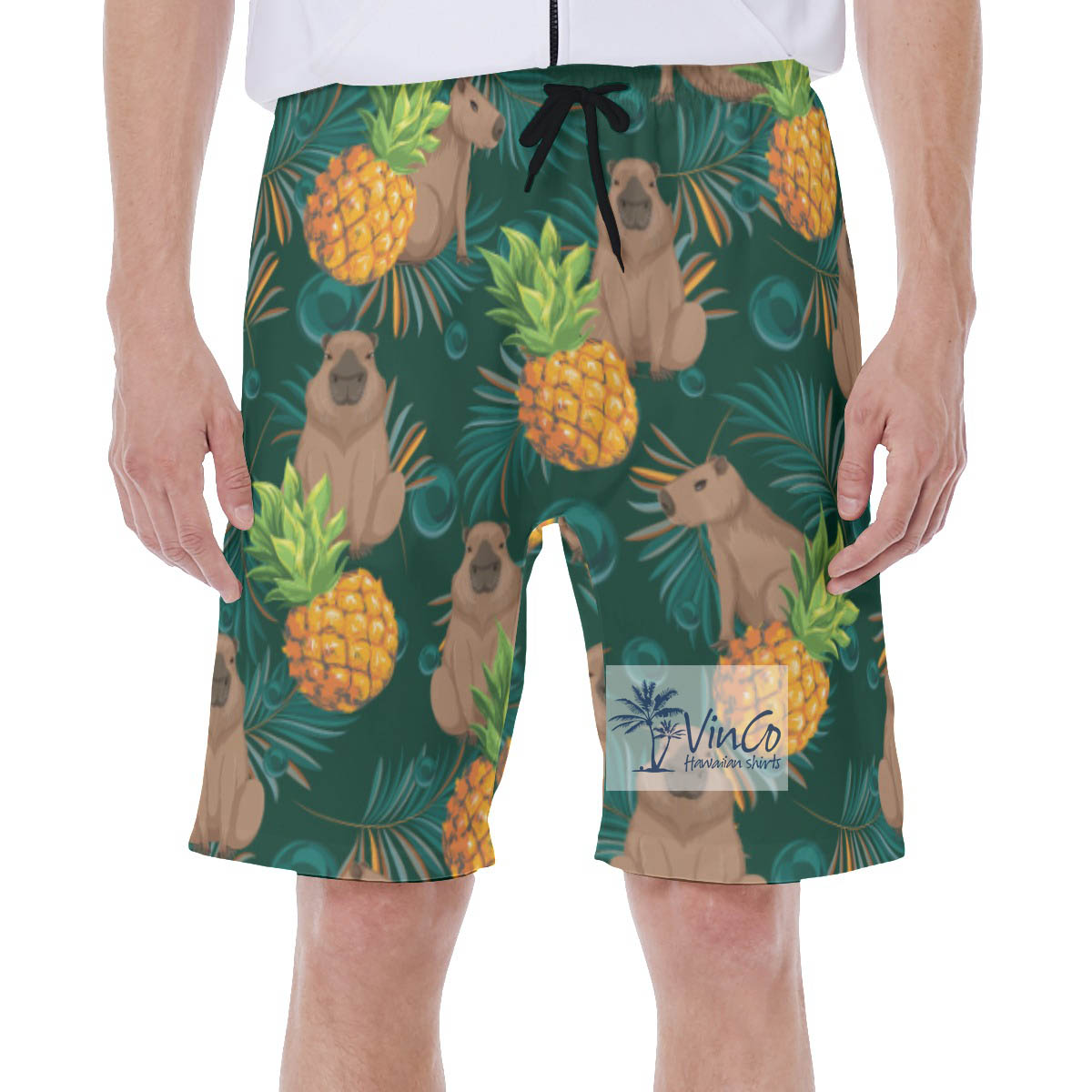 Tropical Pineapples Capybara Hawaiian Swim Trunks For Men - variant image 1