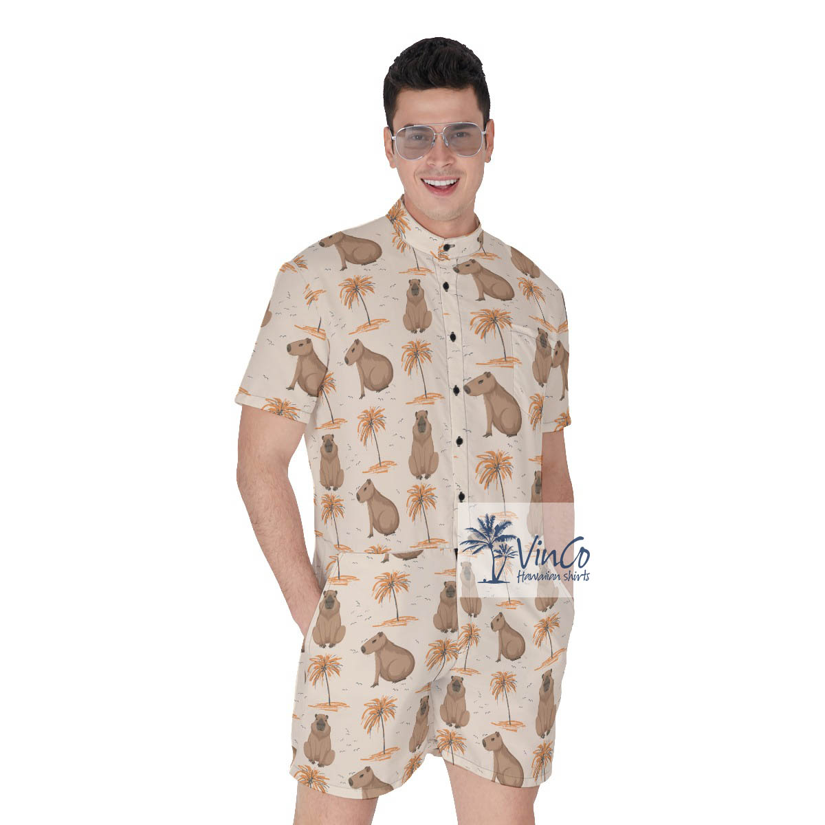 Funny Capybara Summer Romper For Men - variant image 1