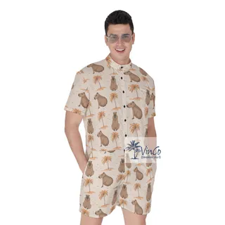 Funny Capybara Summer Romper For Men