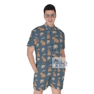 Cool Capybara Hawaiian Romper For Men