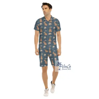 Matching Capybara Summer Beach Shirt And Shorts Set For Men