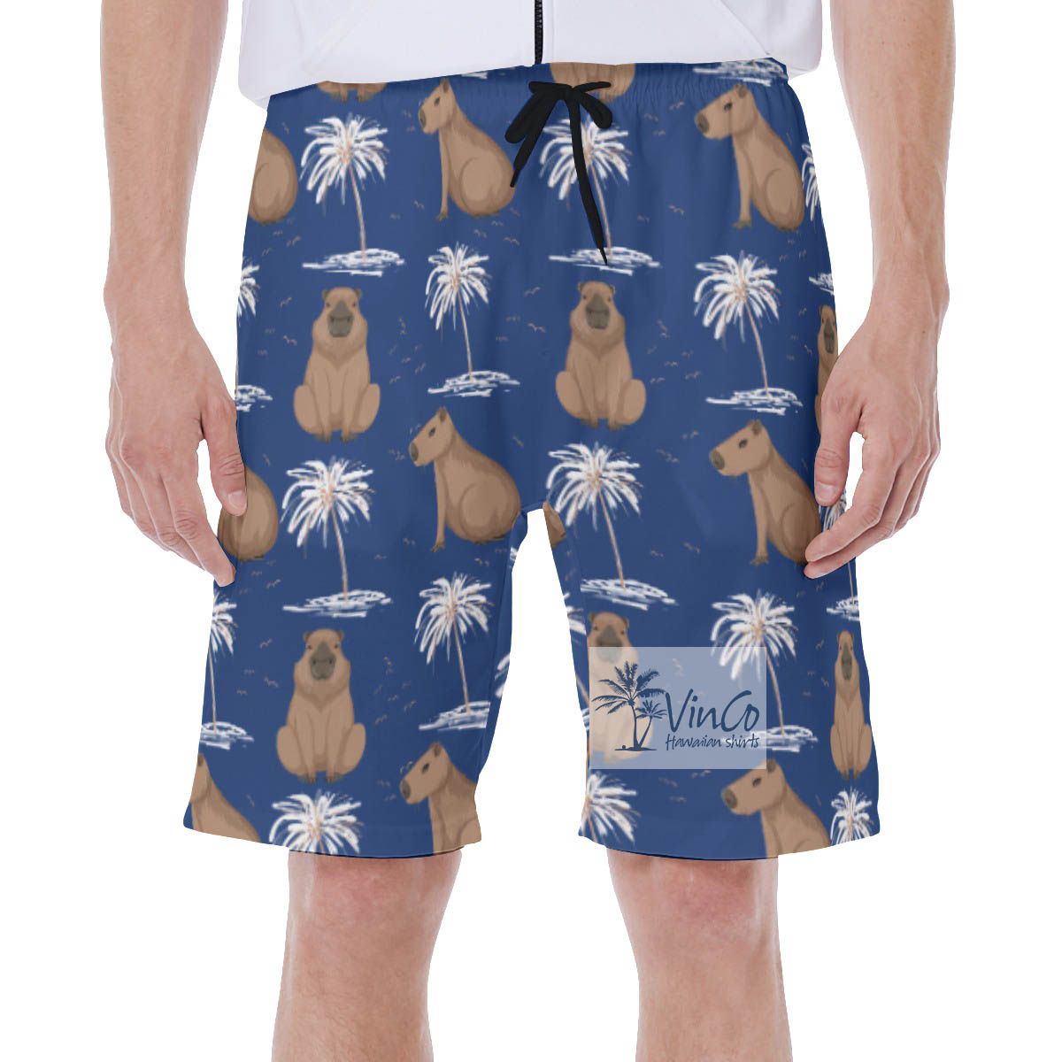 Funny Capybara Aloha Swim Trunks For Men - variant image 1